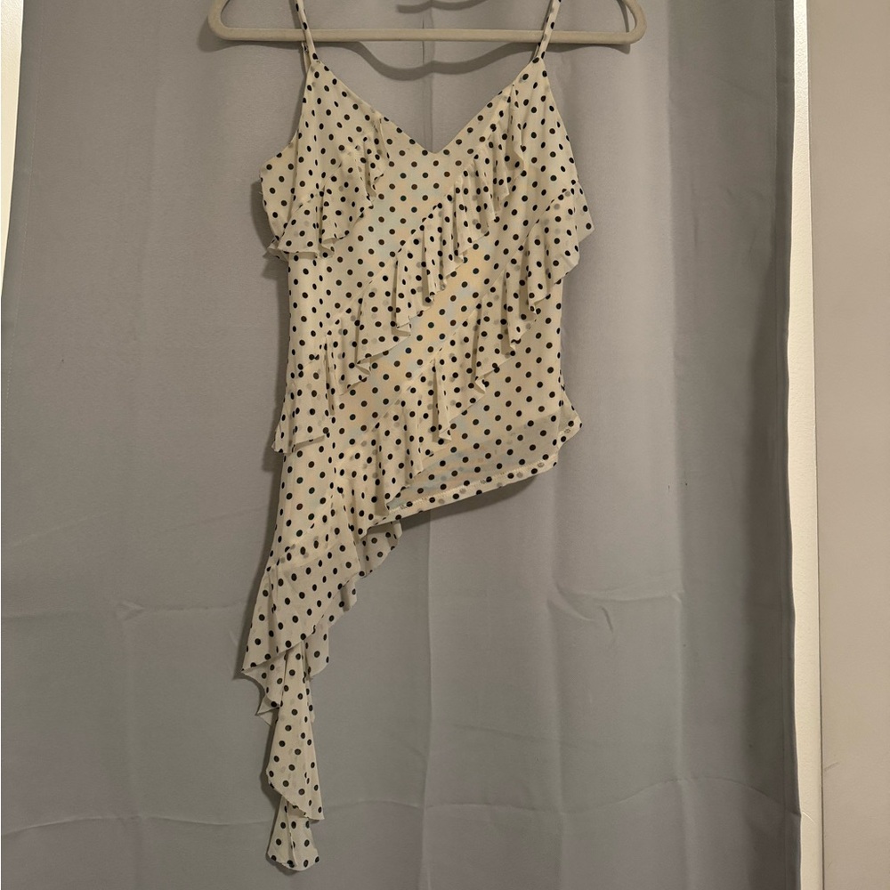 NWOT polka dot asymmetrical top